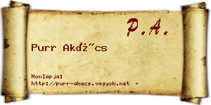Purr Akács névjegykártya